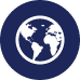 A small blue icon with a small white globe within it